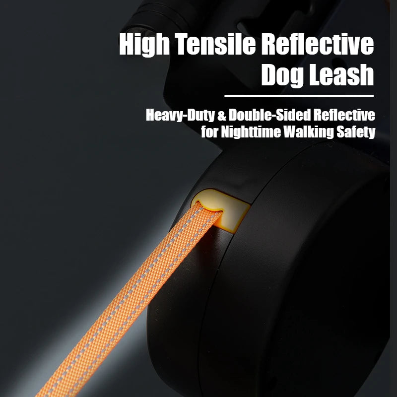 2-in-1 Reflective Leash Dog Accessories with Built-in Flashlight & Anti-Tangle Clip
