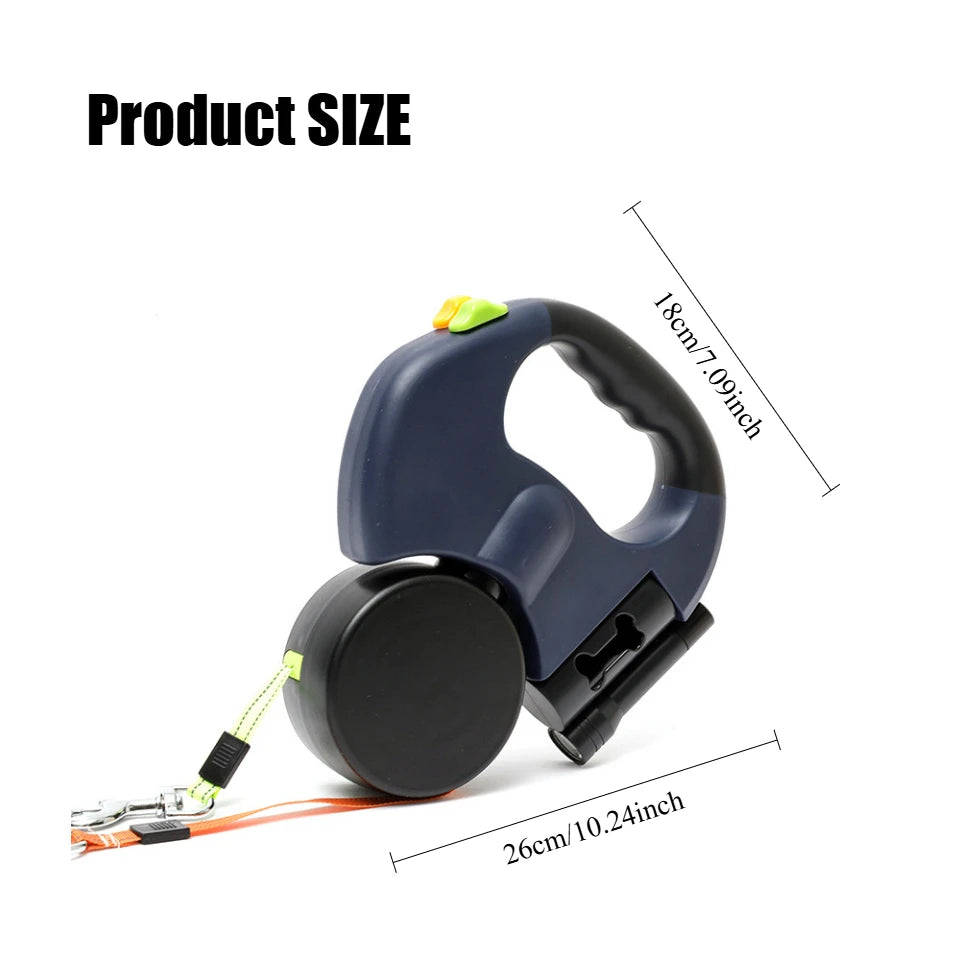 2-in-1 Reflective Leash Dog Accessories with Built-in Flashlight & Anti-Tangle Clip